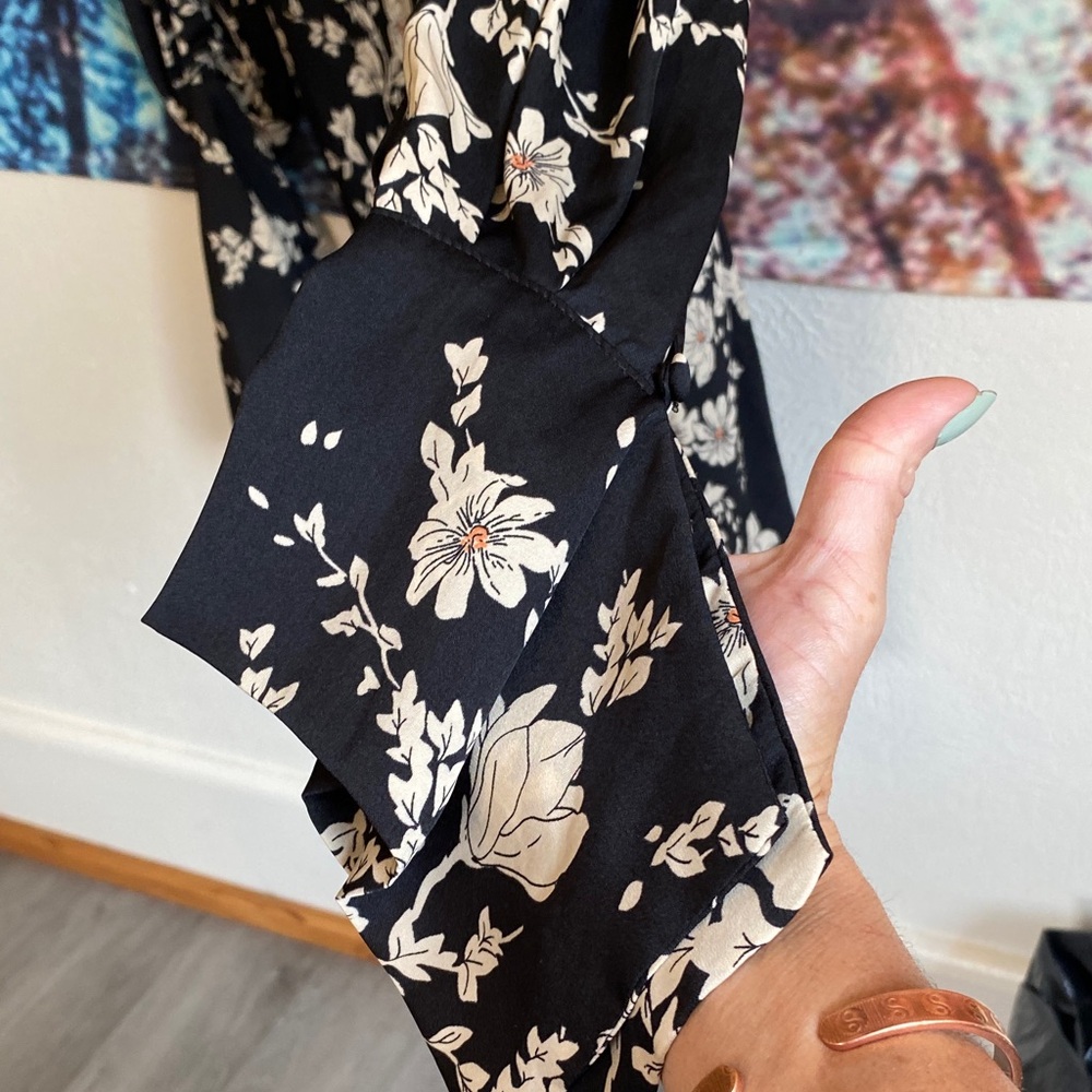 Free People Black and Cream Floral Backless Dress - Picture 5 of 14